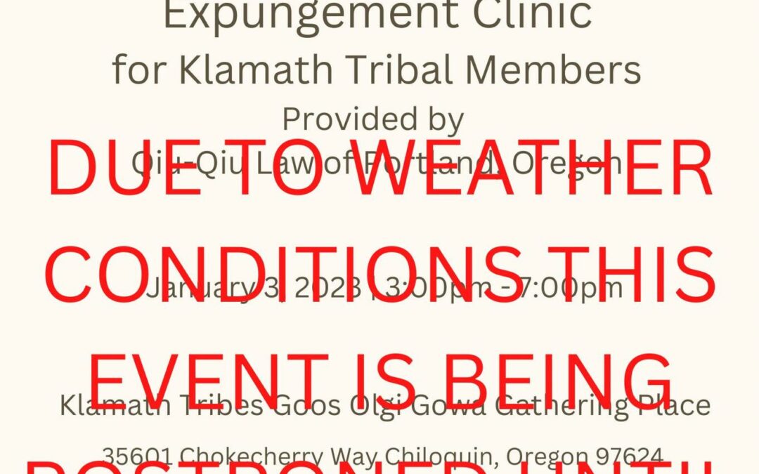 Expungement Clinic Postponed