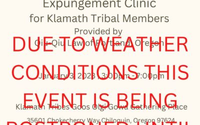 Expungement Clinic Postponed